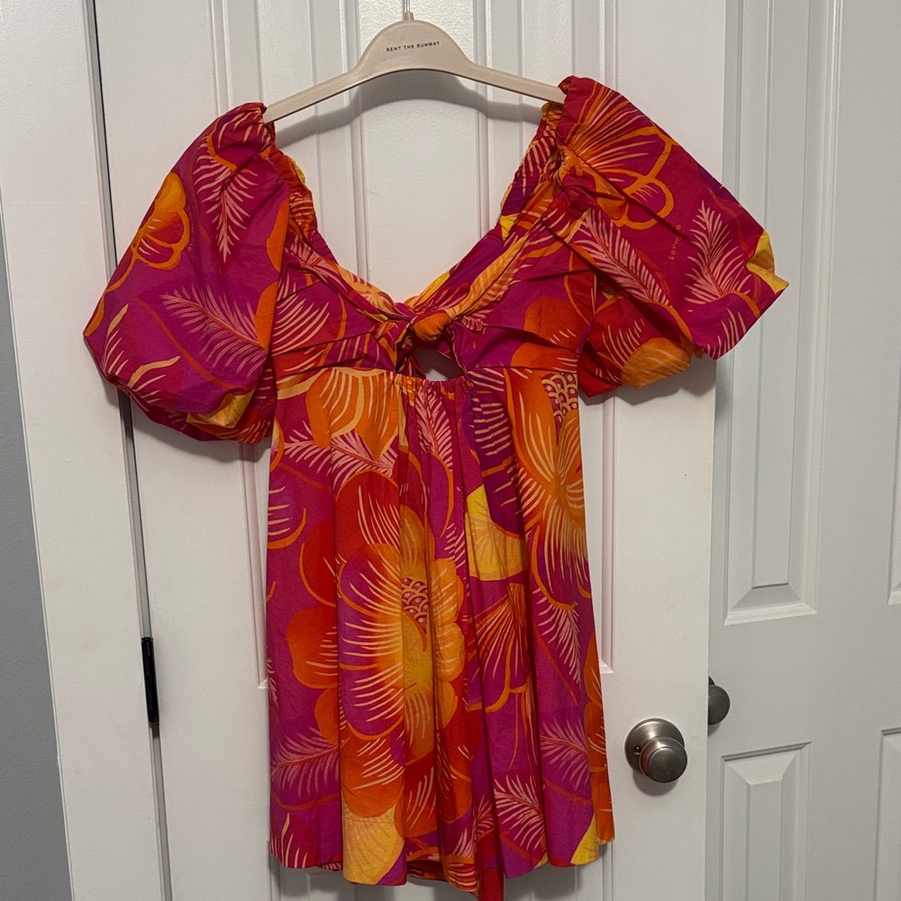 FarmRio Vibrant Floral Puff Sleeve Dress - Picture 4 of 4